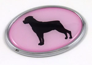 Rottweiler Dog PINK 3D Chrome emblem Pet Decal Car Auto Bike Truck Sticker oval - Foto 1 di 1