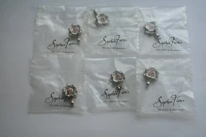 Set bestehend aus SECHS Sophia Fiori silberfarben rosa Saphir Anhänger signiert neu in Verpackungen - Bild 1 von 2