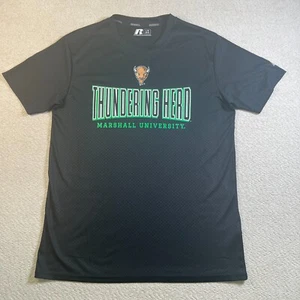Marshall Thundering Herd T-Shirt Mens Large Black Crew Neck Short Slv Polyester - Picture 1 of 10