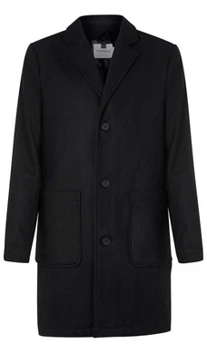 全新 Topman 单排扣长款大衣外套 羊毛 - 黑色 - XXL — 第 1/4 张图片