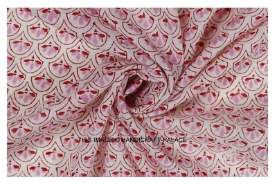 Indian Floral 25 Yard Hand Block Print 100% Cotton Jaipuri Dress Fabric Craft - Image 1 of 3