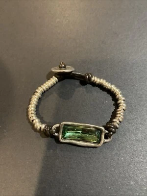 Uno de 50 Silver-plated Leather Bracelet/ Full Speed Swarovski Crystal Retired  - Image 1 of 4