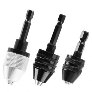 Convertitore 0.3mm-8mm 1/4"Hex Shank Rotonda Shank Keyless Drill Chuck - Foto 1 di 18