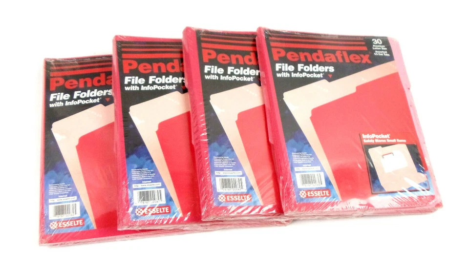 Pendaflex 1/3 Cut Tabs File Folders with InfoPocket Lot of 120 Red or Blue - Image 1 of 1
