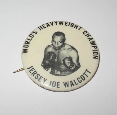 1940s Boxing Jersey Joe Walcott World's Heavyweight Champion Souvenir Pin Button - Image 1 of 2