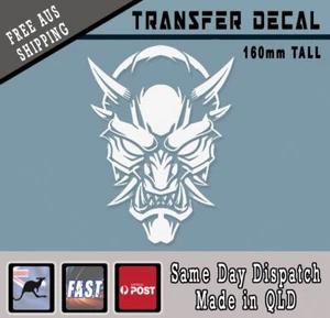 Demon Oni Mask white Sticker Bumper Vinyl window car decal JDM japan Samurai lap - Picture 1 of 4
