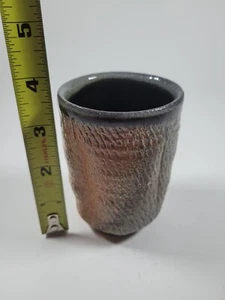 Studio Art Pottery Cup Signed ART 3.5" Tall Textured Natural Tones - Picture 1 of 6