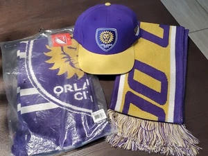 2 Orlando City Soccer Club Scarves And Mithcell & Ness Hat Lot MLS - Picture 1 of 3