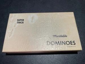 Vtg Puremco Marblelike Dominoes No. 816 Super Thick Made in USA Ivory with Box - Picture 1 of 17
