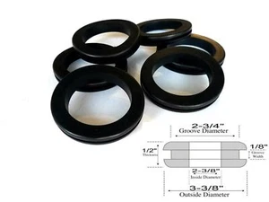 6-Pack of Rubber Grommet Wire Bushings, 2-3/8" ID, 1/8" Groove, Fits 2-3/4" Hole - Picture 1 of 1