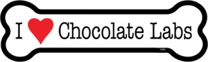 I Heart (Love) Chocolate Labs Dog Bone Car Magnet 2" x 7" USA Made - Picture 1 of 1