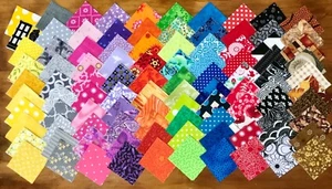 200 Multicoloured prints cotton quilting fabric 2.5 inch squares #22 - Picture 1 of 1