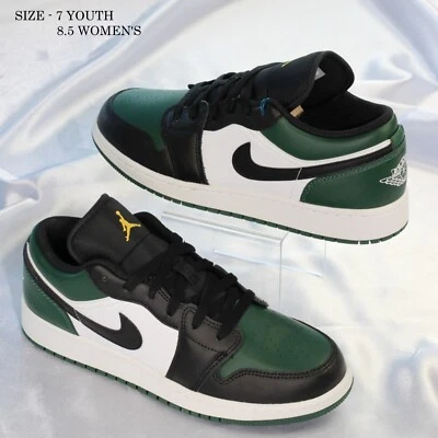 Talla 7Y - Nike Air Jordan 1 Puntera Baja Verde Verde Blanco Negro Zapatillas bajas Foto 1 de 4
