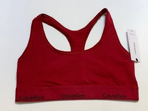 NUEVO CALVIN KLEIN LOGOTIPO BORGOÑA BANDA SUJETADOR DEPORTIVO BRALETTE CROP TOP GRANDE $28 - Imagen 1 de 2