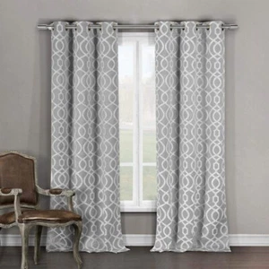 Duck River Textiles Harris Blackout Grommet 36" x 84" Curtain Panel PAIR - Grey - Picture 1 of 6