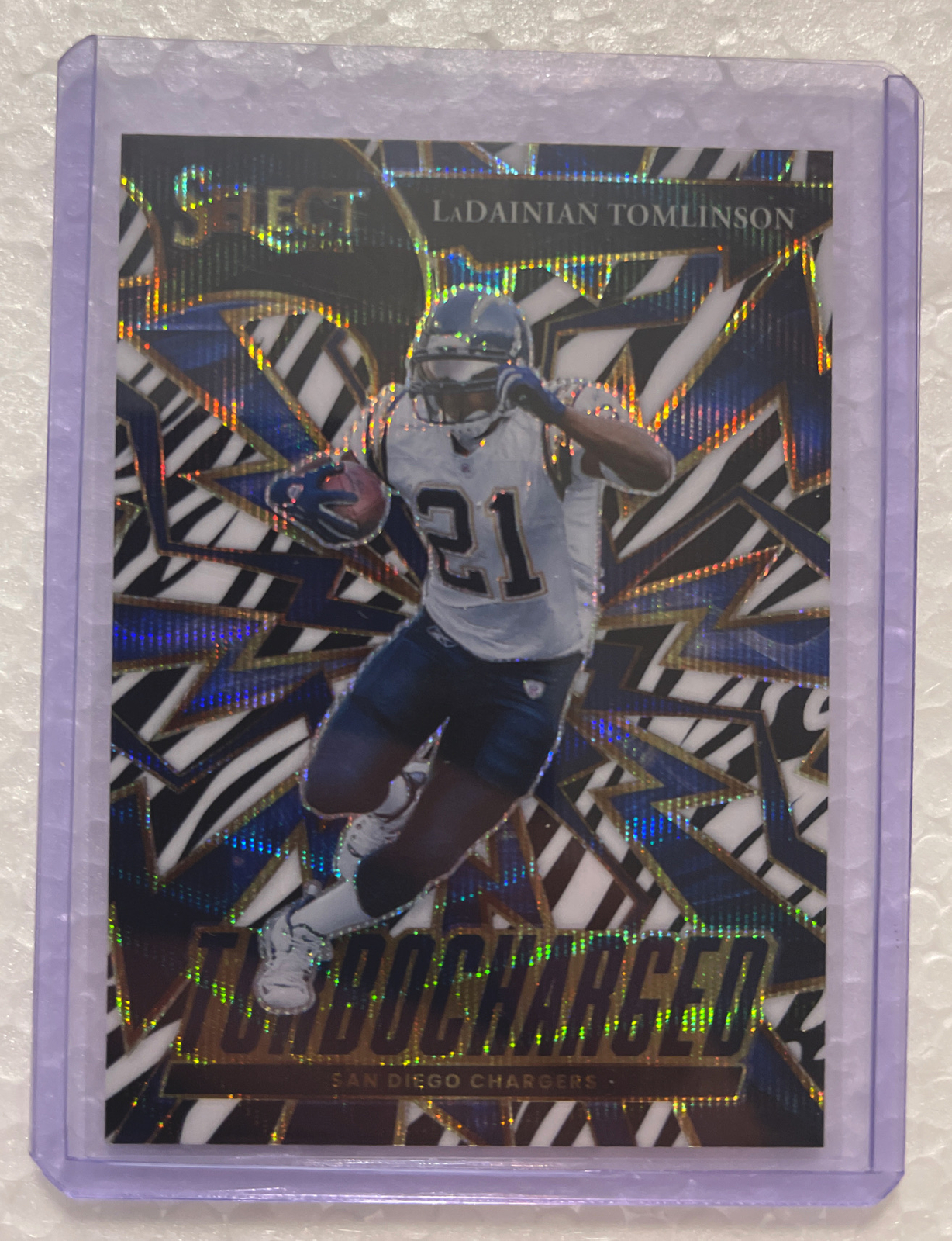 2021 Panini Select Ladainian Tomlinson ZEBRA Turbocharged  TUR-25 PRIZM Chargers