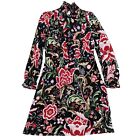 ZARA WOMAN Long Sleeve Floral  Dress With Front Ruffles and Back Lace  Size S