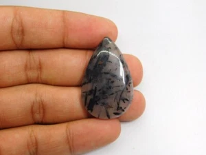 Piedra preciosa de cuarzo rutilo negro cabujón natural suelto para joyería 52 quilates ME-4374 - Imagen 1 de 4