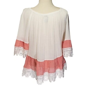 Neu mit Etikett Monroe & Main Babydoll Swing-Top Damen weiß melone Spitzenbesatz Large - Bild 1 von 4