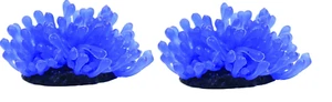 Set of 2 Tetra Blue Anemone for Aquarium. Ornament, Decoration 3" Diam x 1.7" H - Picture 1 of 4