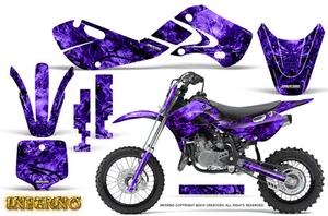 KIT GRÁFICOS KAWASAKI KLX110 02-09 KX65 00-12 CREATORX INFERNO PÚRPURA - Imagen 1 de 1