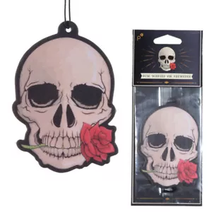 Gothic Skull and Rose - Car Hanging Air Freshener Scented Fragrance Neutraliser - Picture 1 of 12