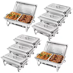 8er Pack Edelstahl Chafer Chafing Dish Sets Bain Marie Speisenwärmer 8 Quart - Bild 1 von 7