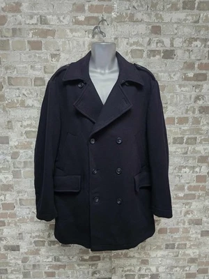 Balmain Paris Navy Wool Crombie Coat Mens 40 Luxury Designer Overcoat RRP £1200 - Image 1 of 4