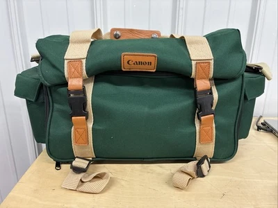 De Colección Canon Bolsa Organizadora Bolsillos Verdes Correa para el Hombro Estuche de Transporte Años 90 Foto 1 de 4
