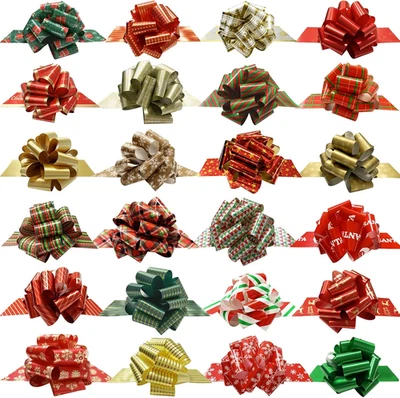Juego de Arcos de Regalo de Navidad en 24 Patrones Surtidos, Arcos de Envoltura de Regalo con Foto 1 de 4