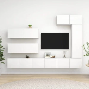 Set di Mobili Porta TV 7 pz Bianco in Legno Multistrato - Foto 1 di 5