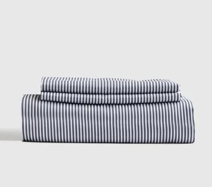 Set lenzuola 3 pezzi Quince Luxury raso biologico King Oxford a righe nuove senza etichette - Foto 1 di 3