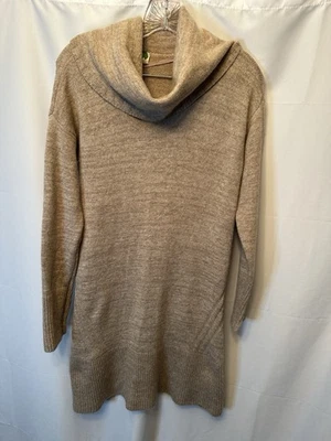 Vestido Suéter Anthropologie Talla Pequeña Cuello Capucha Manga Larga Alpaca Cachemira Tostado Foto 1 de 4