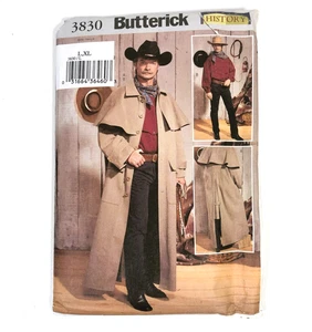 Butterick History 1830 Men's Historical Duster Coat Pattern L and XL 3830 - Picture 1 of 4