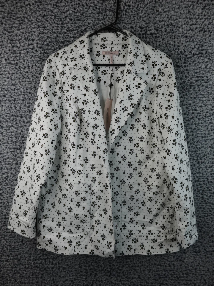 BCBGeneration Women's Floral Printed Blazer Size M White/Black 