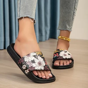 Women's Floral Print Slip-On Slippers Us shoes size - Picture 1 of 7