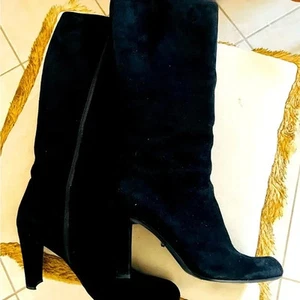 "Botas hasta la rodilla Stuart Weitzman de gamuza negra - talla 8W / 8,5N - tacón de 3,5""" - Imagen 1 de 13