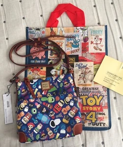 NEW! Disney DOONEY & BURKE Blue PIXAR Crossbody Handbag + BONUS Gift Tote Bag! - Picture 1 of 5