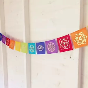 Banderas de Oración de Papel Lokta Energía Siete Chakras | 21 Banderas x 10 x 10 cm - Imagen 1 de 4