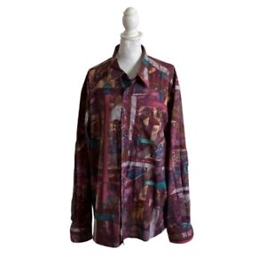 Cavallo Germany Men’s Western Rodeo Show Shirt Front Button Abstract Print US XL