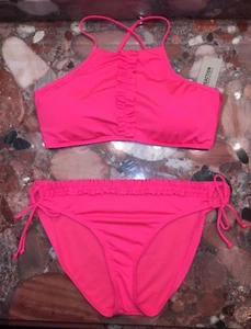 Nwt Kenneth Cole für Die Rüschen Von It Hoher Auschnitt Pink Bikini Satz Damen - Bild 1 von 7