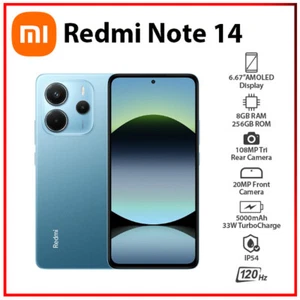 Xiaomi Redmi Note 14 4G 8GB+256GB BLUE Dual SIM Unlocked Android Cell Phone - Picture 1 of 5