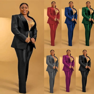 Trajes de mujer talla grande satén seda boda invitada graduación formal oficina dama ropa de trabajo Foto 1 de 4