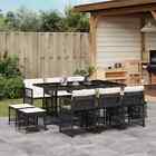 Vidaxl 11 Piece Garden Dining Set With Cushions Black Poly Rattan Aus