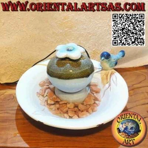 Fontana Zen da interno "pulcino e fiore di loto" in Ceramica - Imagen 1 de 3