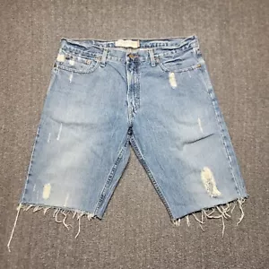 Pantaloncini Levi's uomo 36x12 taglio blu invecchiato trafilato cowboy camionista denim - Foto 1 di 15