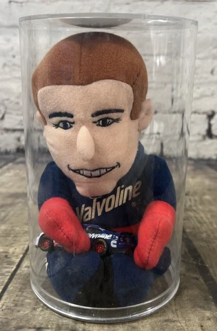 VTG Nascar Mark Martin Racing Driver Plush Cool Beans 1999 10" Tall - Case + Car Cover