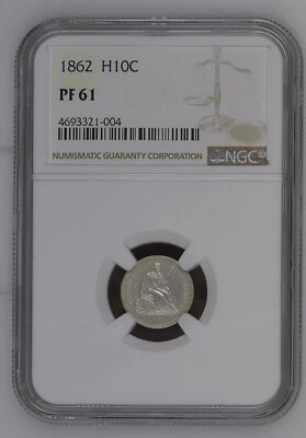 1862 Proof Seated Liberty Half Dime NGC PF61 Only 550 Minted! - Image 1 of 2