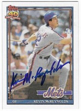KEVIN MCREYNOLDS 1991 TOPPS AUTOGRAPHED SIGNED # 105 NEW YORK METS