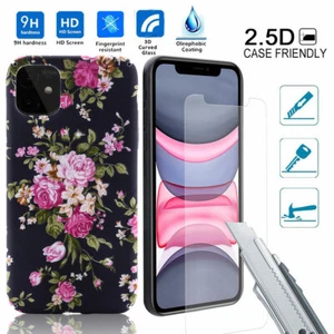 Fashion Slim 3D Retro Vintage Flower Glowing Case Cover For iPhone 11 Pro XR 8 7 - Picture 1 of 31